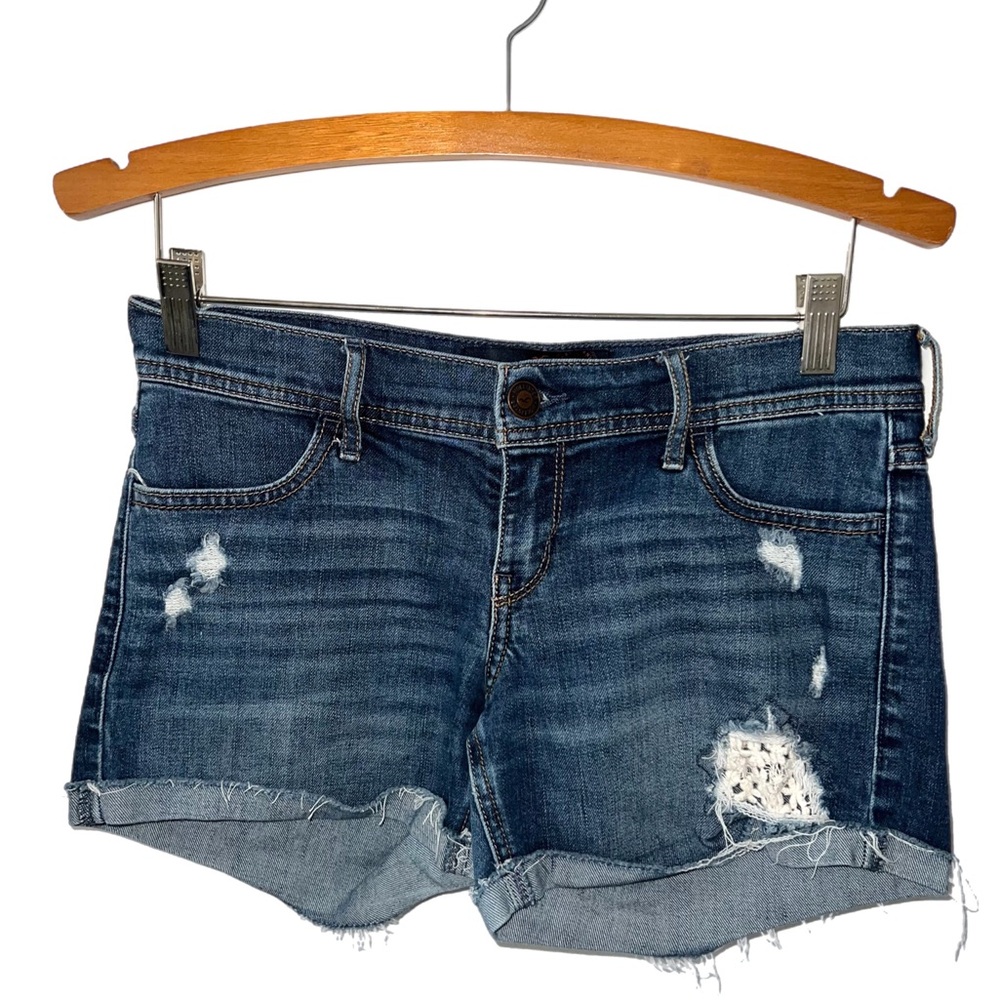Hollister Blue Denim Midi Shorts D22